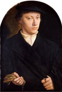 巴特爾 佈魯因 Portrait of a Young Man with Gloves